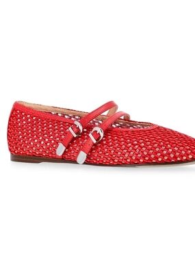 Madden NYC Woven Mary Jane Ballet Flats Memory Foam Red  Multi Sizes